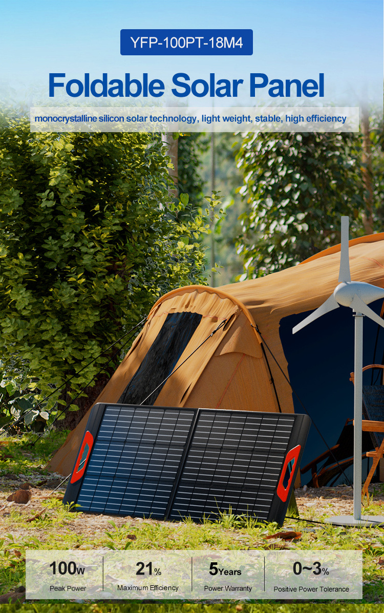 Portable 100W Solar Panels Foldable for Power Station Outdoor Solar ...