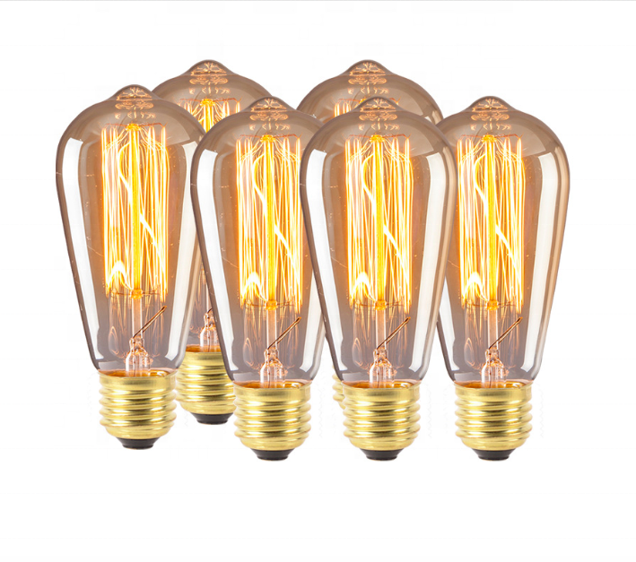 Vintage style E26 E27 B22 base ST64 40W 60W filament edison bulb