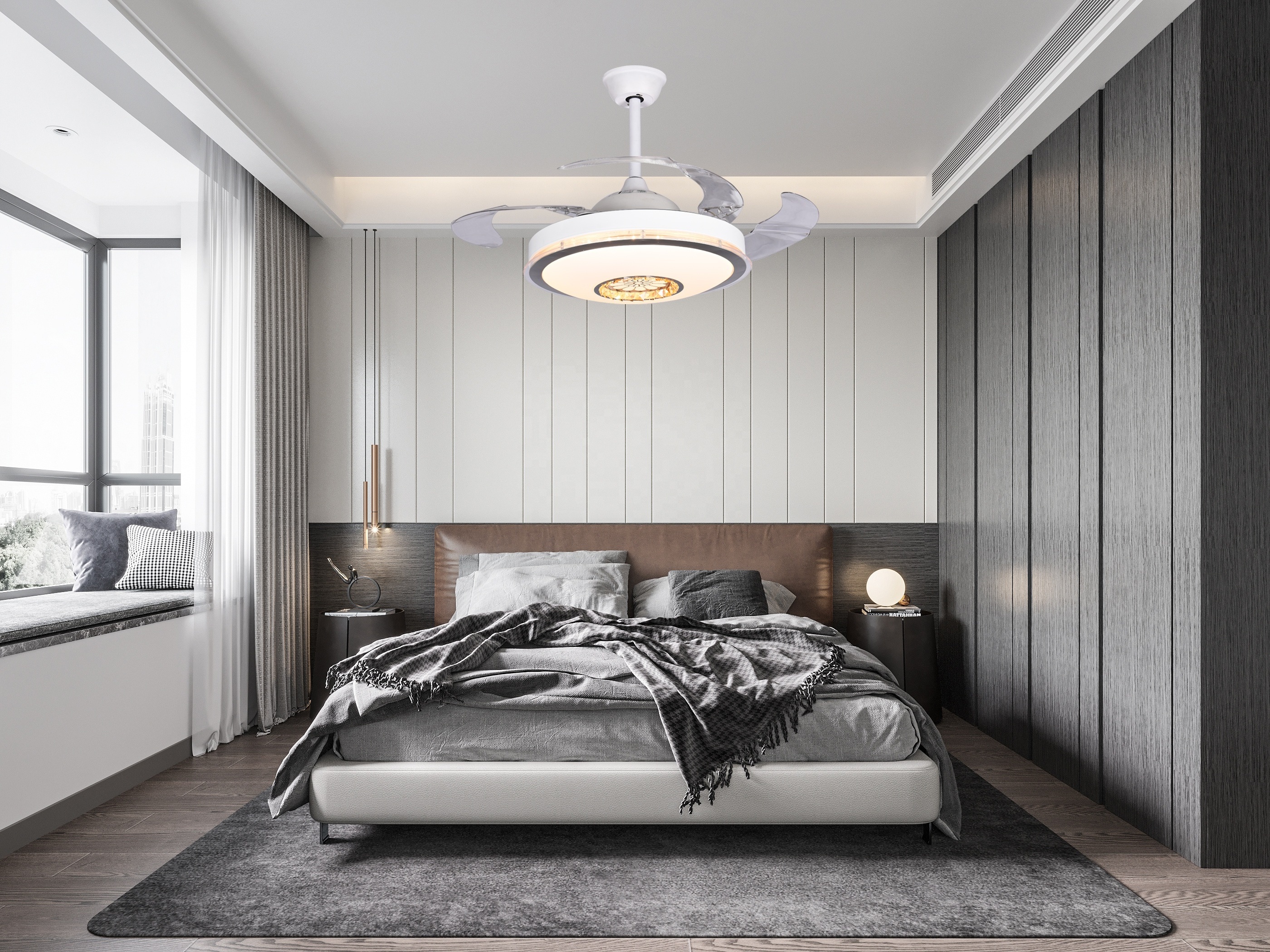 New Product  Indoor Bedroom Living Room Dining Room 72W LED Chandelier Ceiling Fan With Light