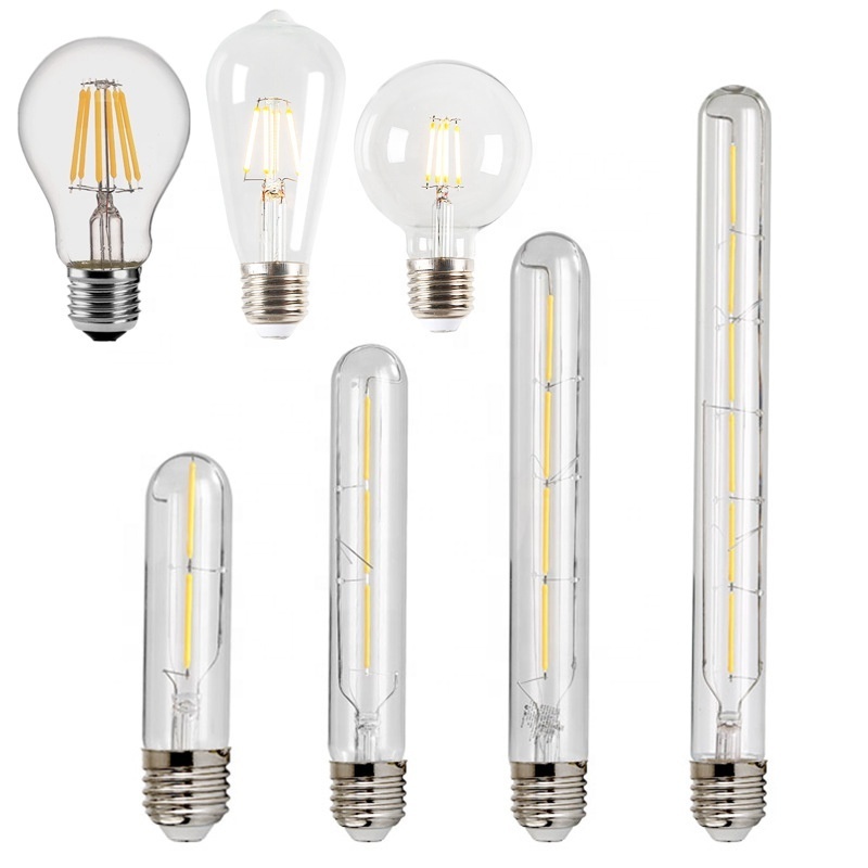 2w 4w 6w 8w led vintage edison filament glass light bulb ST64, ST58, A60/A19, T45, G80, G95, G125, C35, T30 bulb