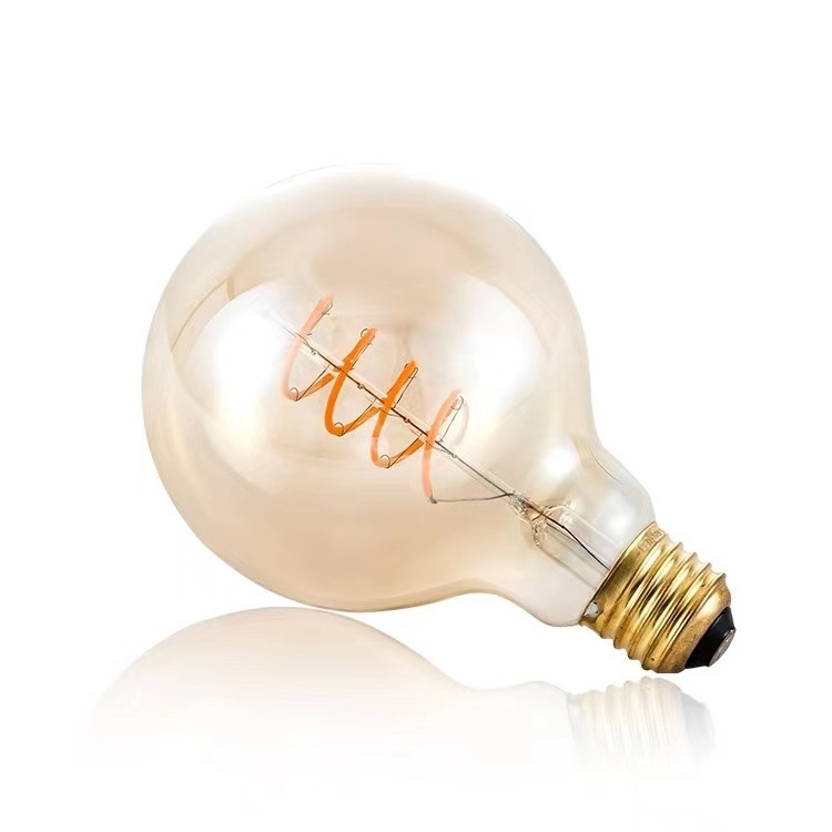 Edison Retro Tea LED G80 Soft Filament - Single wound 220V Spiral Flexible Bulb e27  base