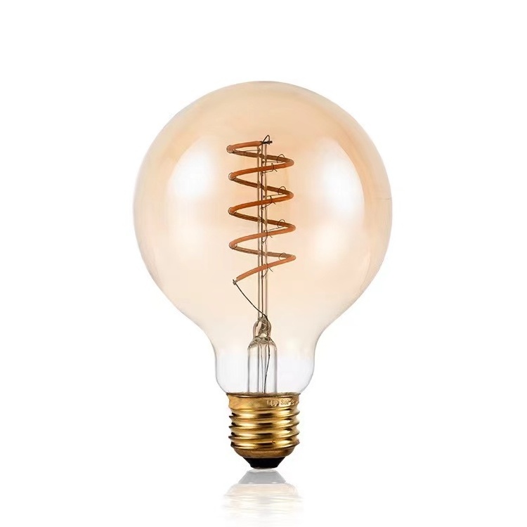 Edison Retro Tea LED G80 Soft Filament - Single wound 220V Spiral Flexible Bulb e27  base