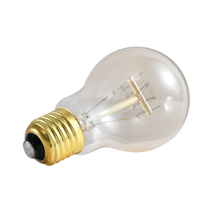 Edison retro tungsten filament bulb A19 nipple - horizontally wound American industrial style creative antique bubble lamp