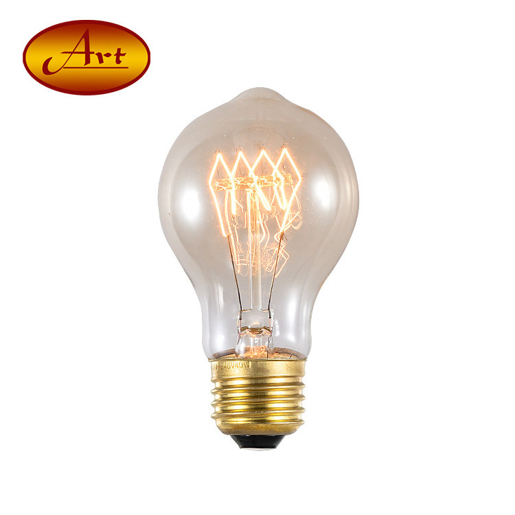 Edison retro tungsten filament bulb A19 nipple - horizontally wound American industrial style creative antique bubble lamp