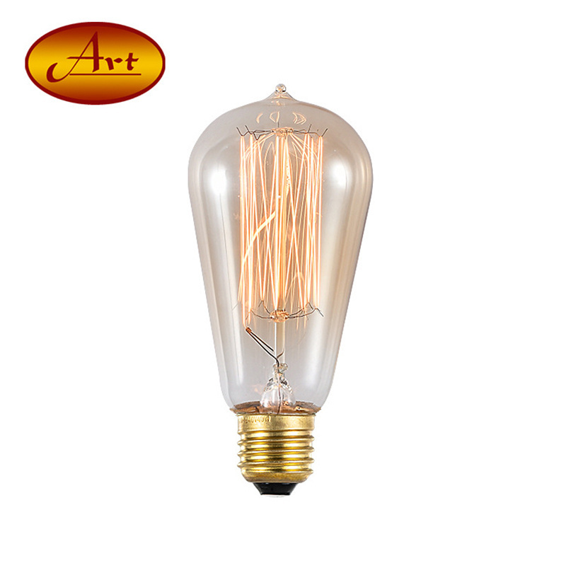 Edison Retro Tungsten Filament Light Bulb ST58 Pointed Straight Droplet Antique Designer Light Bulb