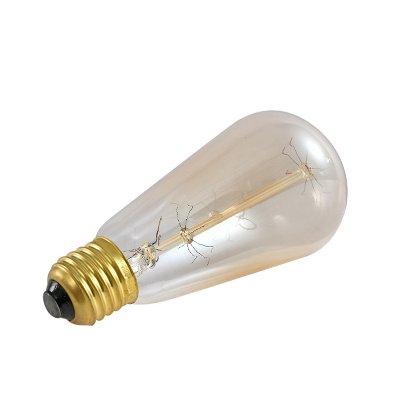 Edison Retro Tungsten Filament Light Bulb ST58 Pointed Straight Droplet Antique Designer Light Bulb