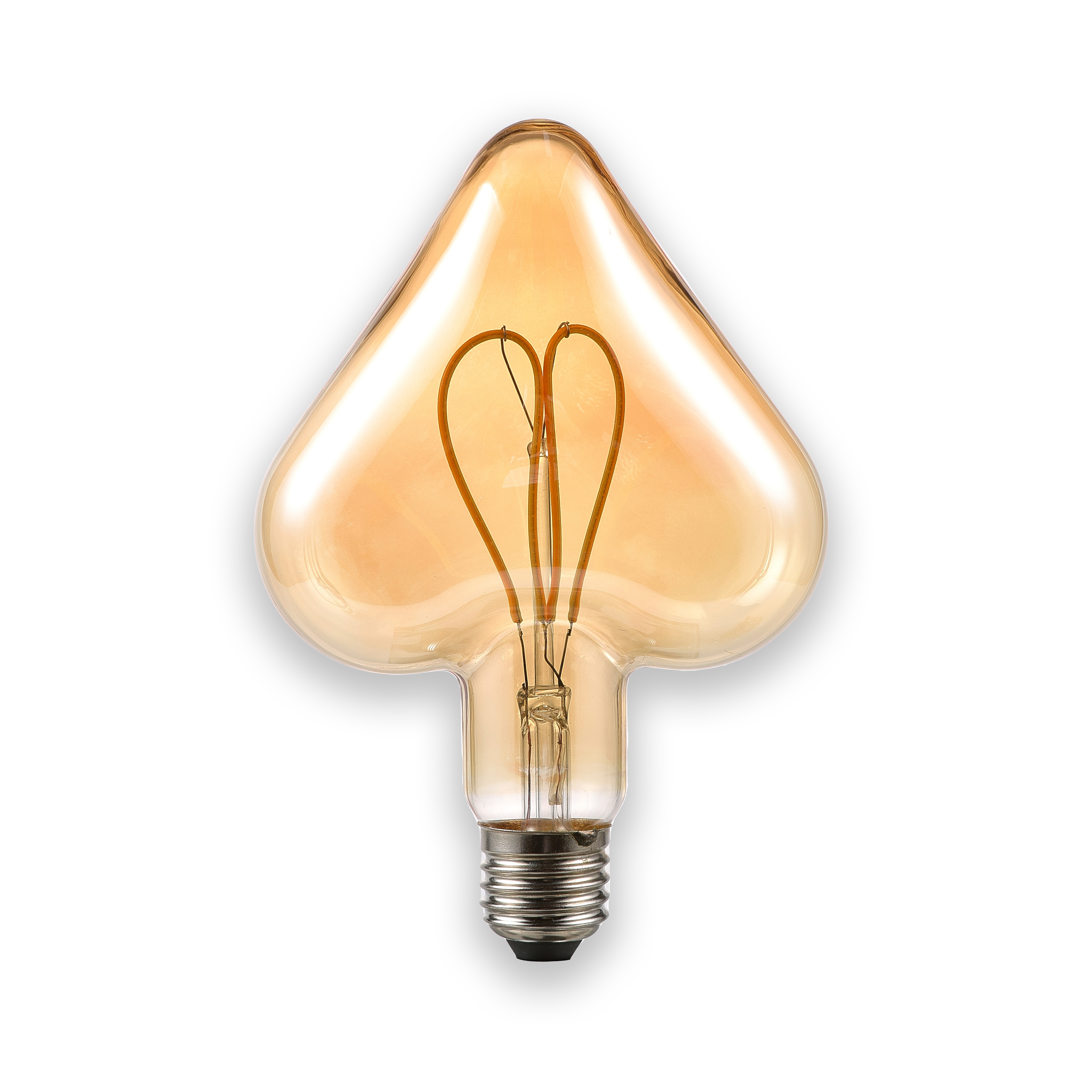 Special spade E27 LED bulb in a decorative shape amber-tinted glass led filament bulbs light