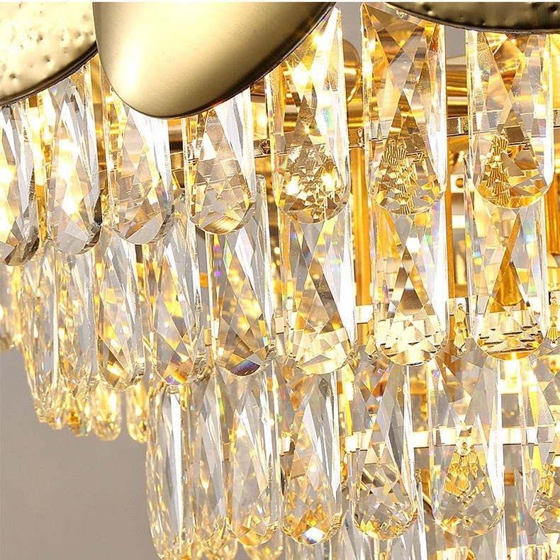 Best selling luxury modern CE Lamp home living room bedroom stainless steel round crystal gold Finish chandelier pendant light