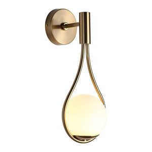 Hot selling nordic design gold color wall light indoor decorative glass wall lamp