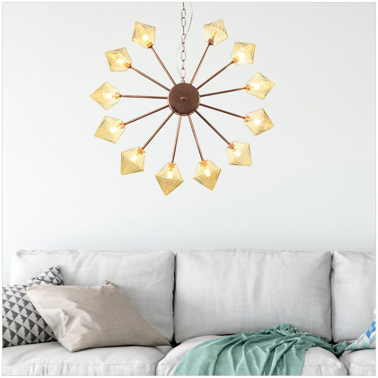 Modern 6-9-12-15 Lights Sputnik Chandelier Brushed Brass Flush Mount Ceiling Light Ball Chandelier Pendant Light