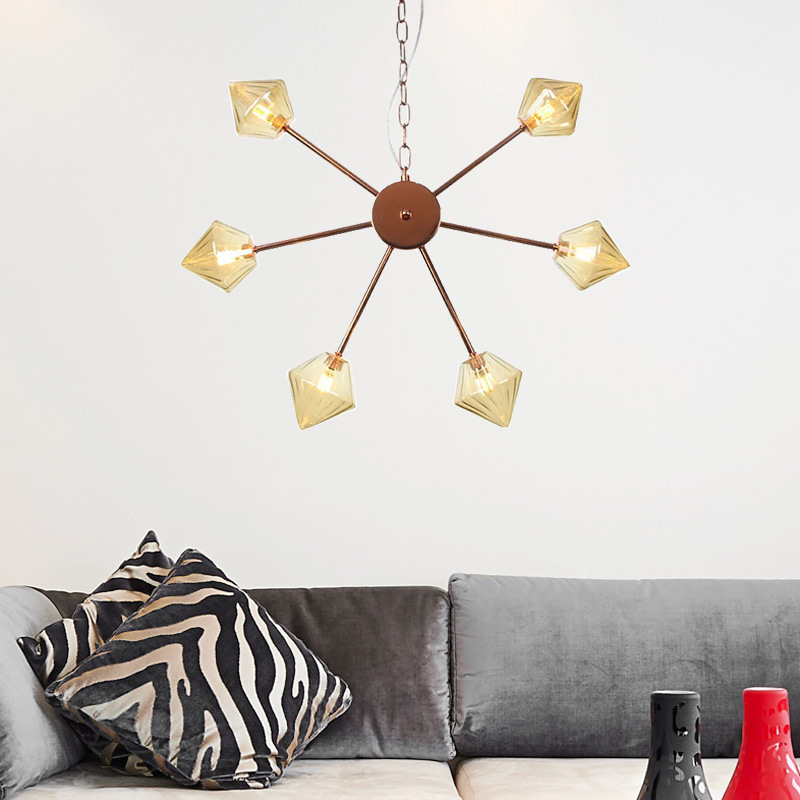 Modern 6-9-12-15 Lights Sputnik Chandelier Brushed Brass Flush Mount Ceiling Light Ball Chandelier Pendant Light