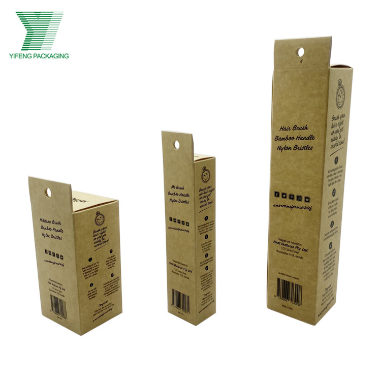 Custom Kraft Paper Box for cosmetic products Hanging Packaging Boxes Folding Cardboard Boxes with window