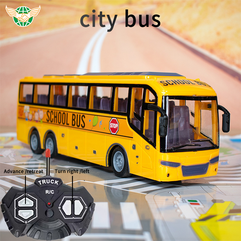 Bus Toy for kids 27MHZ 4WD Remote Control Toy Plastic RC Bus Model Toy with Realistic Lights and Rubber Tire