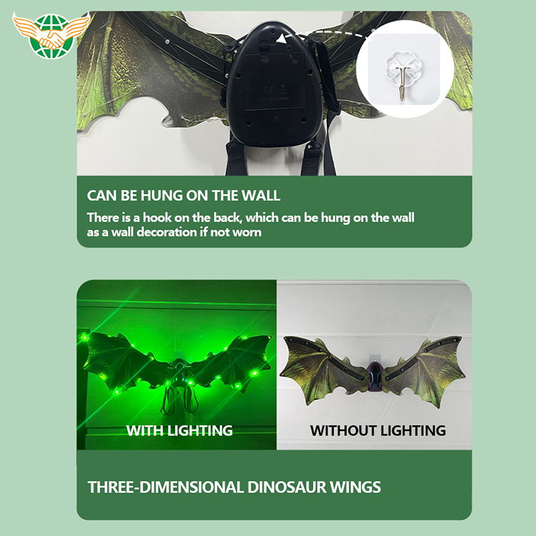 New Dinosaur Wings Electric Vibration Wings Children's Luminous Toys COSPLAY Decorative LED Light Toys For All Saints' Day