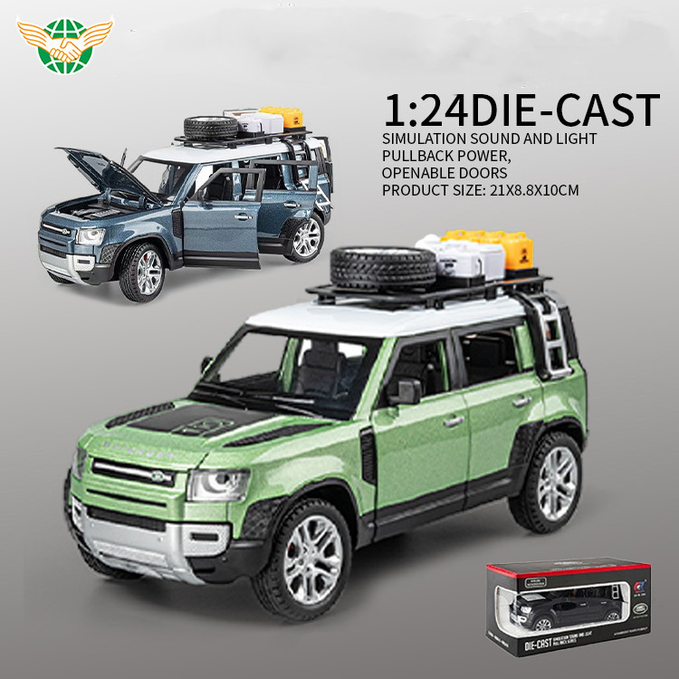 Diecast Car 1/24 Model Car Toy 1/24 Scale Pull Back Range Rover with Sound Light 6 Doors Openable Window Box for Kid Party Gifts