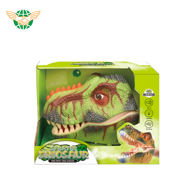 Wholesale kids toy dinosaur hand puppet animatronic dinosaur hand puppet dinosaur toy with spray