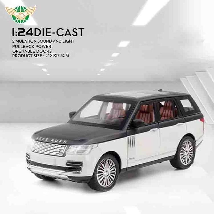 Diecast Car 1/24 Model Car Toy 1/24 Scale Pull Back Range Rover with Sound Light 6 Doors Openable Metal Car for Kids