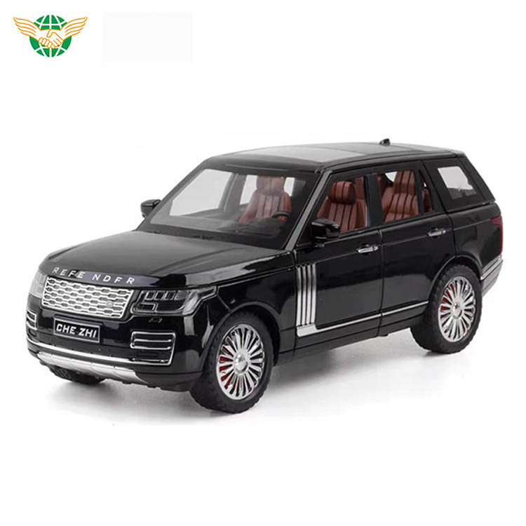 Diecast Car 1/24 Model Car Toy 1/24 Scale Pull Back Range Rover with Sound Light 6 Doors Openable Metal Car for Kids