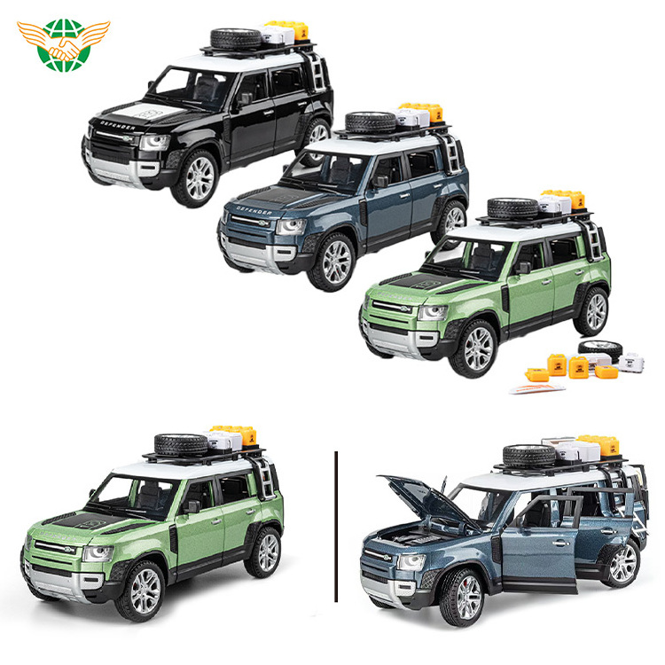 Diecast Car 1/24 Model Car Toy 1/24 Scale Pull Back Range Rover with Sound Light 6 Doors Openable Window Box for Kid Party Gifts