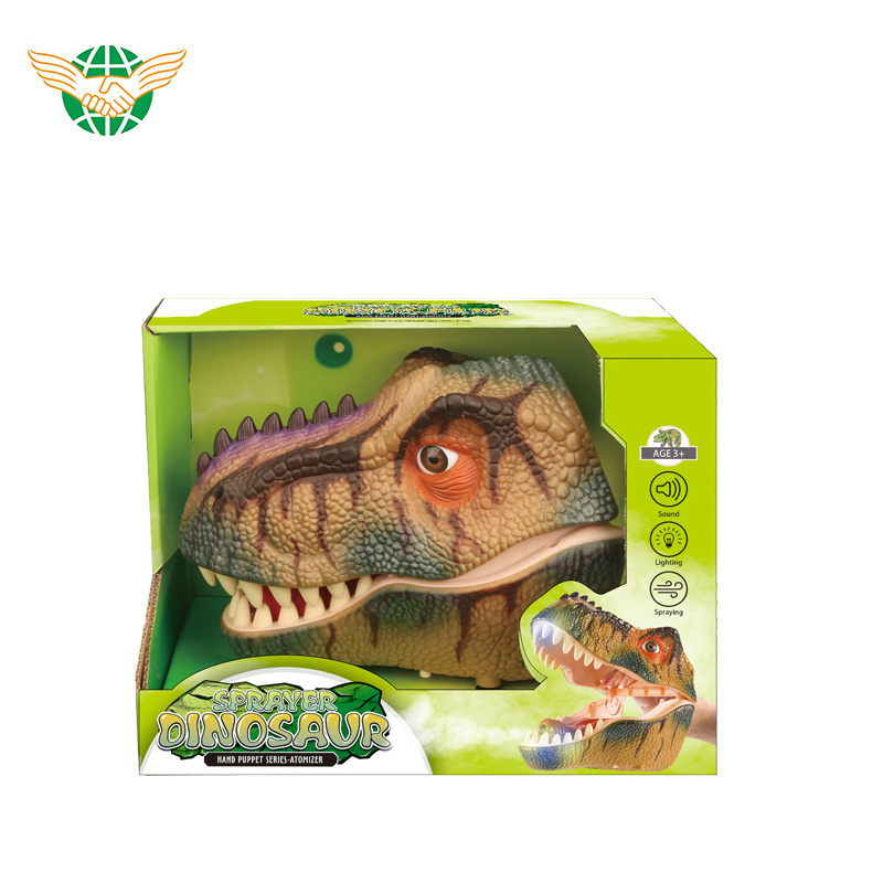 Wholesale kids toy dinosaur hand puppet animatronic dinosaur hand puppet dinosaur toy with spray