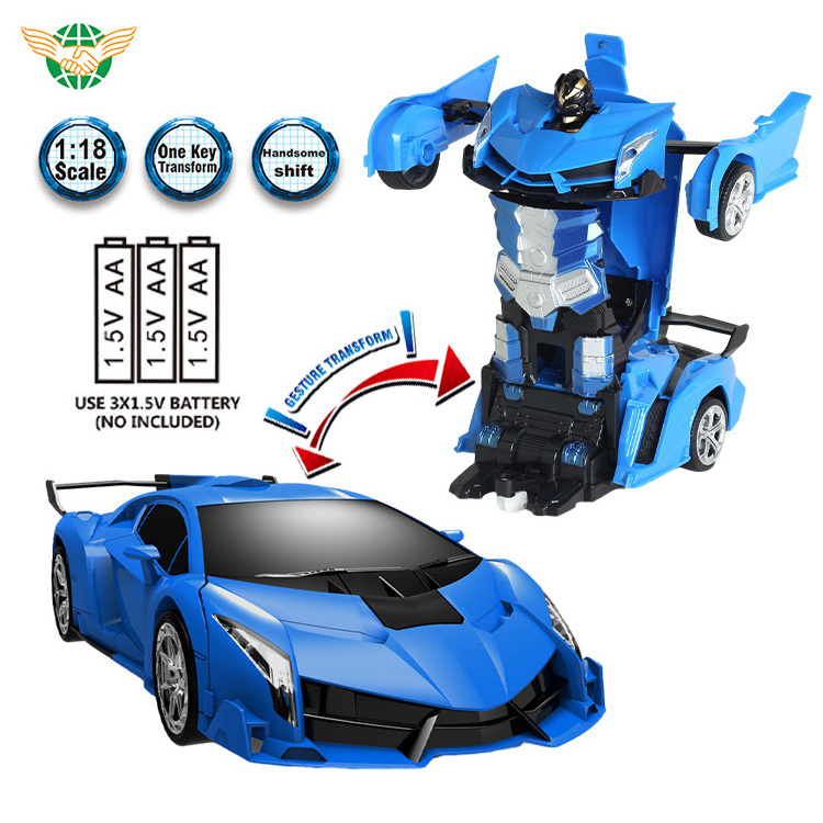 2 in 1 RC Car 1:18 Children Remote Control Robots Boys Toys Deformation Charging Trans Robot Electric Toy