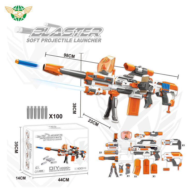 DIY Assembling Electric Sniper Gun Projectile Launcher Toys Shell Ejection Soft Bullet Gun Toy