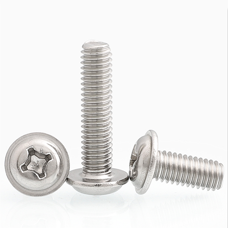 Din967 Din 967 M3 M4 M5 Cross Recessed Pan Head Screws With Collar Phillips Machine Screw Flange Washer Head Screws