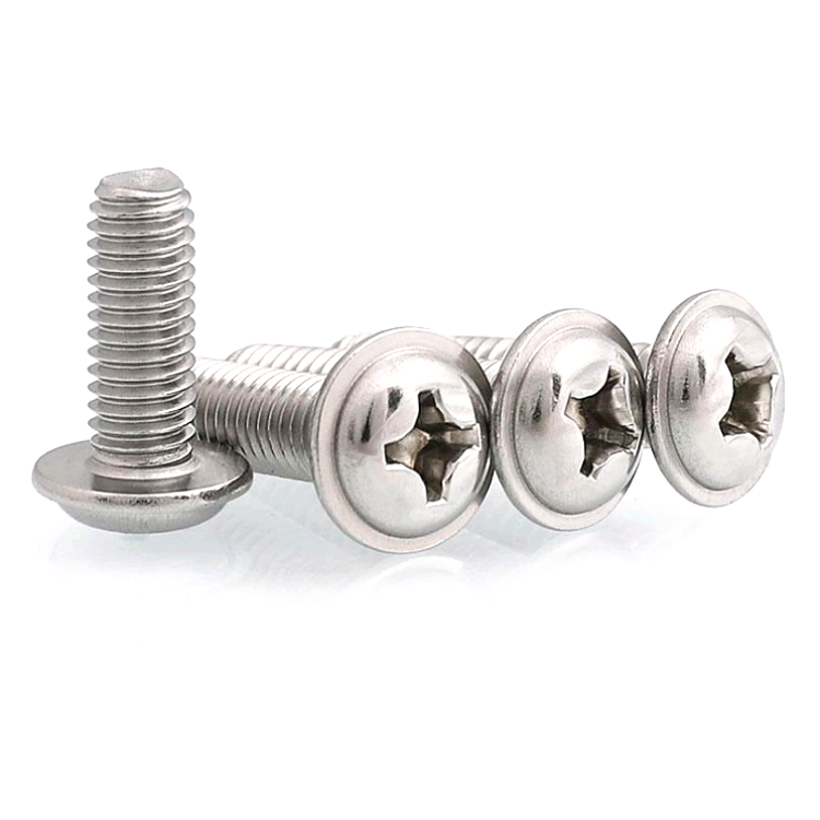 Din967 Din 967 M3 M4 M5 Cross Recessed Pan Head Screws With Collar Phillips Machine Screw Flange Washer Head Screws