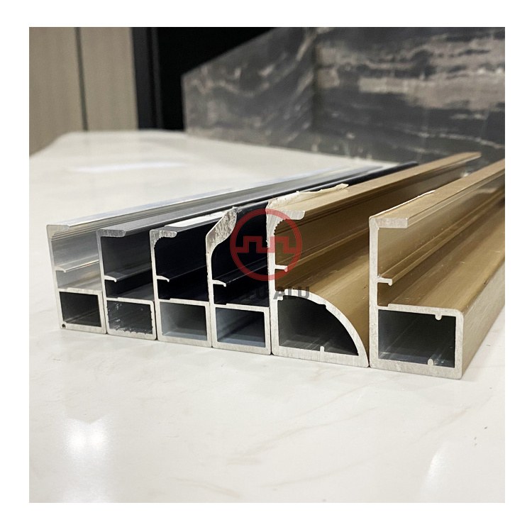 Furniture glass door aluminum alloy extrusion profile parts thin frame glass door with brass frame doors bar cabinet profile