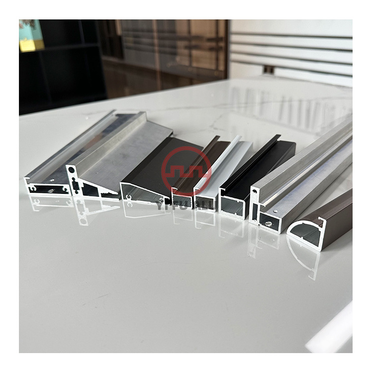 Furniture glass door aluminum alloy extrusion profile parts thin frame glass door with brass frame doors bar cabinet profile