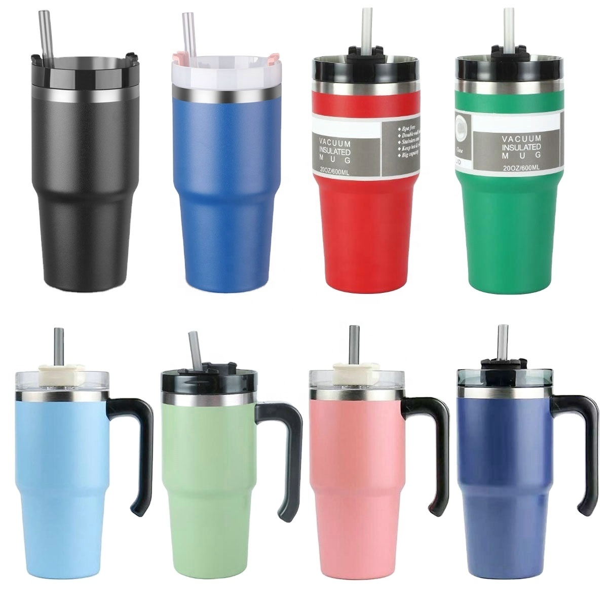 Custom 30 0z 30oz customized 20oz 20 oz stainless steel tumblers wholesale bulk with Straw Lid handle