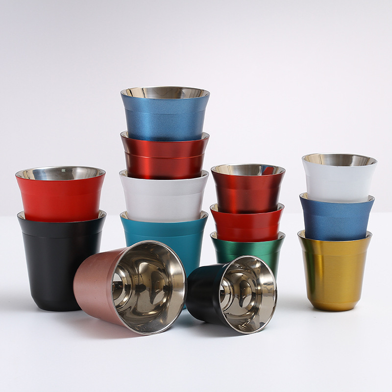 Small Capacity Outdoor Picnic Coffee Mug Compact Stainless Steel Espresso Milk Water Cup 80ml 160ml