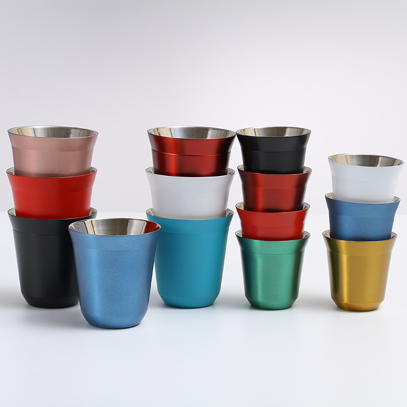 Small Capacity Outdoor Picnic Coffee Mug Compact Stainless Steel Espresso Milk Water Cup 80ml 160ml