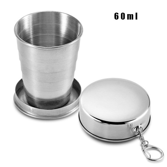 Keychain Design Collapsible Travel Folding Cup S/M/L Convenient Portable Stainless Steel Mug for Camping