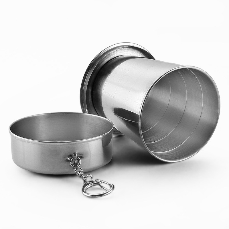 Keychain Design Collapsible Travel Folding Cup S/M/L Convenient Portable Stainless Steel Mug for Camping