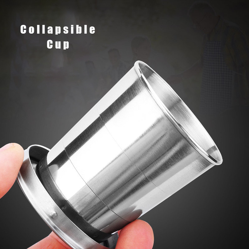 Keychain Design Collapsible Travel Folding Cup S/M/L Convenient Portable Stainless Steel Mug for Camping