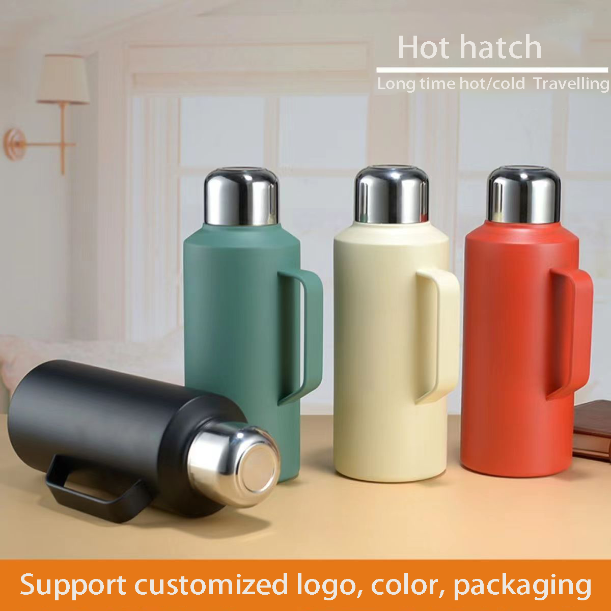 Large Capacity Wholesale Double Wall Stainless Steel 316 1000ml Thermos Outdoor Vacuum Travel Flask With Handle And Lids