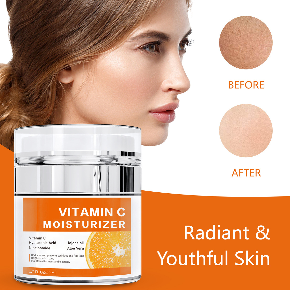 Private Label Moisturizing Brightening Anti Aging Wrinkle Hyaluronic Acid Moisturizer Day Night Whitening Vitamin C Face Cream