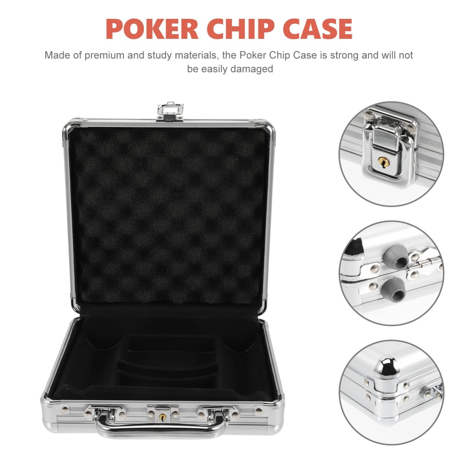 Club Poker Chip Holder Poker Chip Case Empty Aluminum 300 Poker Chip Carrier Large Capacity Cards Holder Storage Case