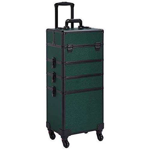 Rolling Trolley Aluminum cosmetic case with wheels 4 layers large makeup case tool case