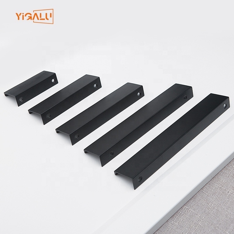 Profile Furniture Hardware Cabinet Handle Style Aluminum Black European Kitchen Cabinet Knobs Kitchen Pulls Modern Dresser Pulls