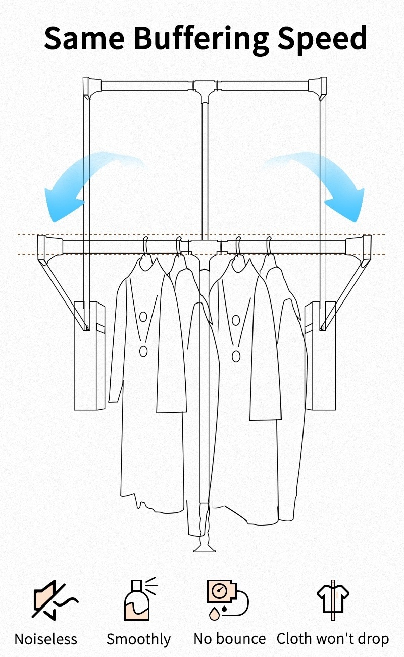 Adjustable Pull-Down Wardrobe Lift rail clothes Hanger closet hardware