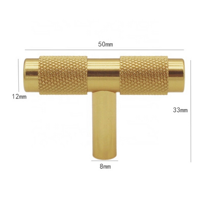 Amazon Solid Brass Furniture Door Handles Kitchen Door Knurled Pull knobs Satin Brass T Bar Cabinet Handle