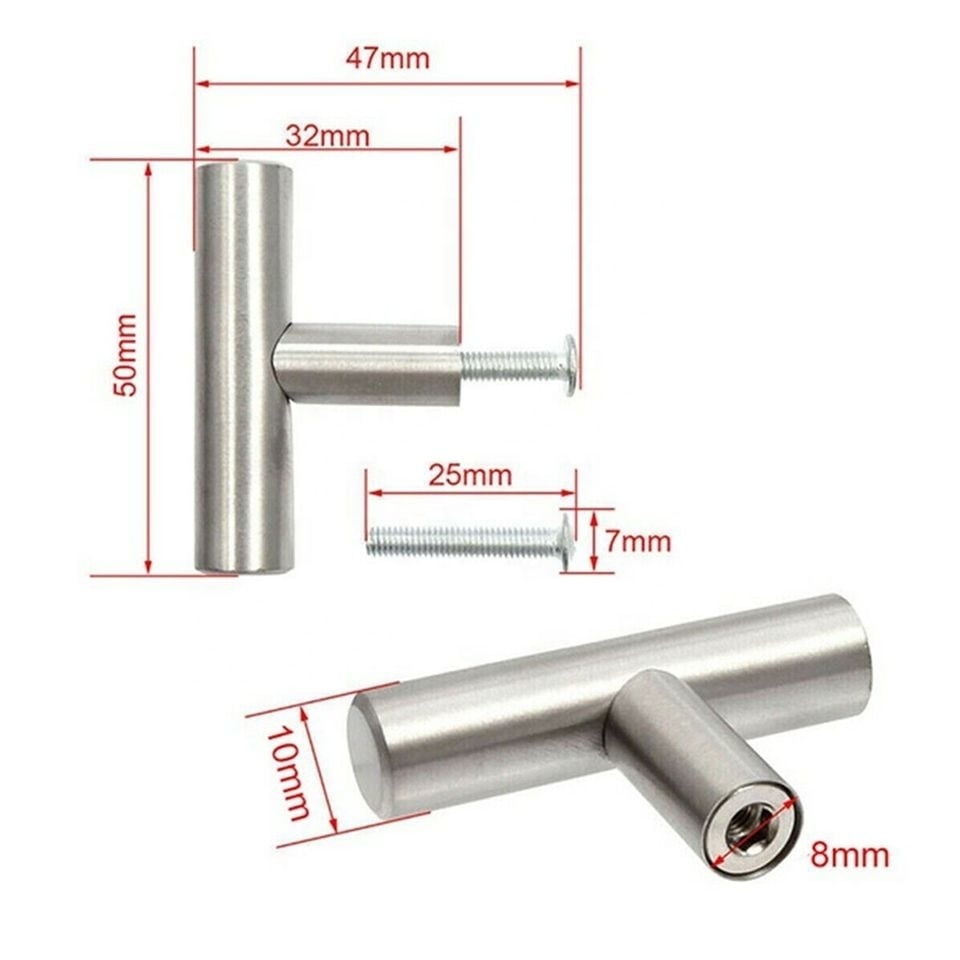 New type T bar stainless steel kitchen cabinet pull knobs Cupboard door hollow handle  Brushed Nickel