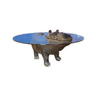 Modern Indoor Home Decoration Fiberglass Hippo Coffee Table Hippopotamus Resin Table Statue