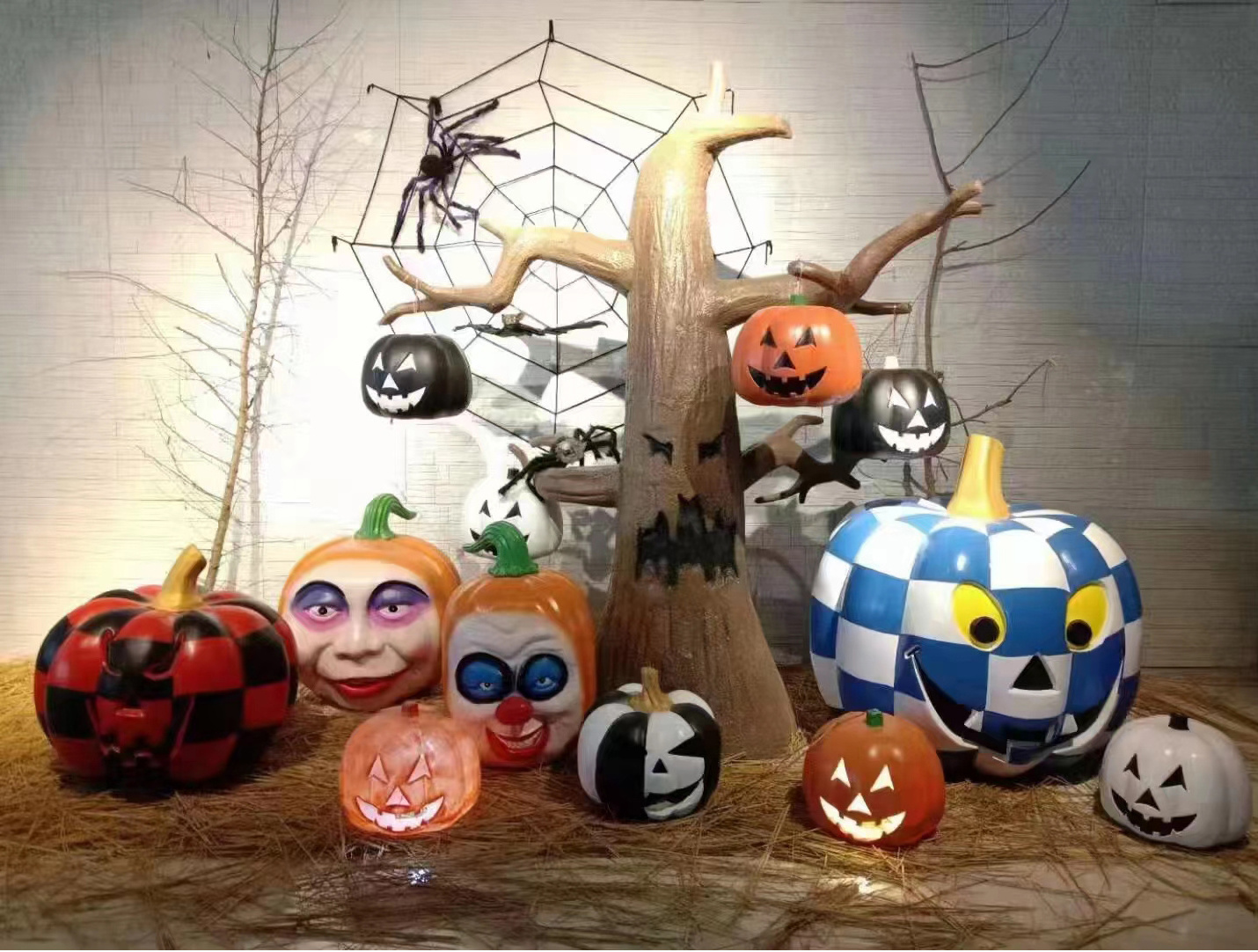 Hot Sale Halloween Decoration Fiberglass Pumpkin Sculpture Large Resin Pumpkin Sculpture