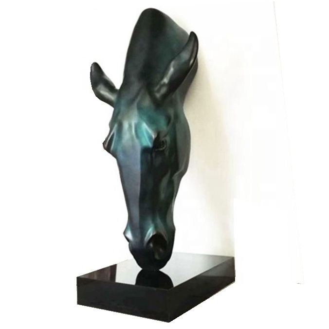 Famous Large Size Garden Statue Outdoor Bronze Green Horse Head Sculpture