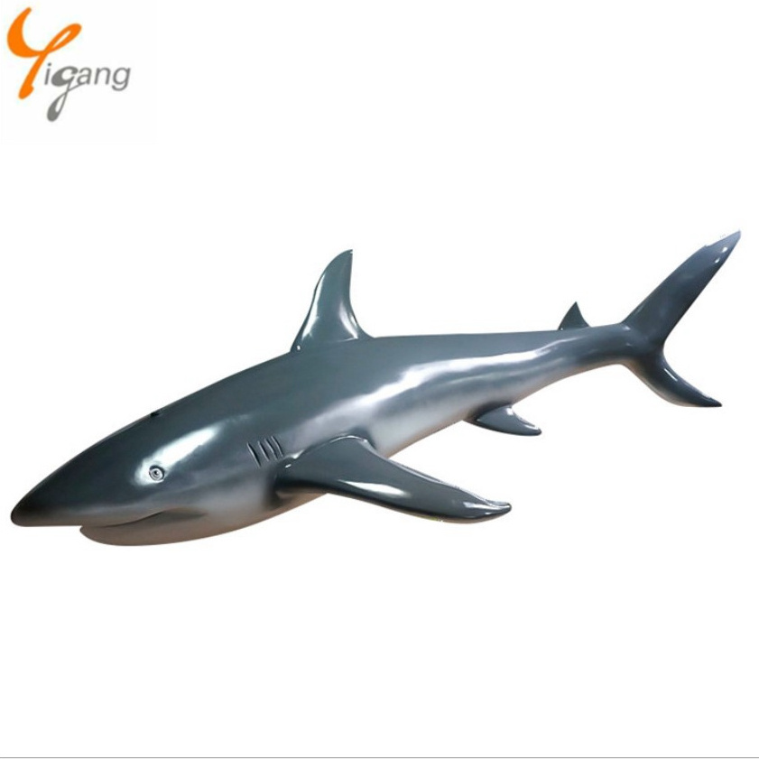 Outdoor Amusement Park Decor Fiberglass Sculpture Life Size Shark statue