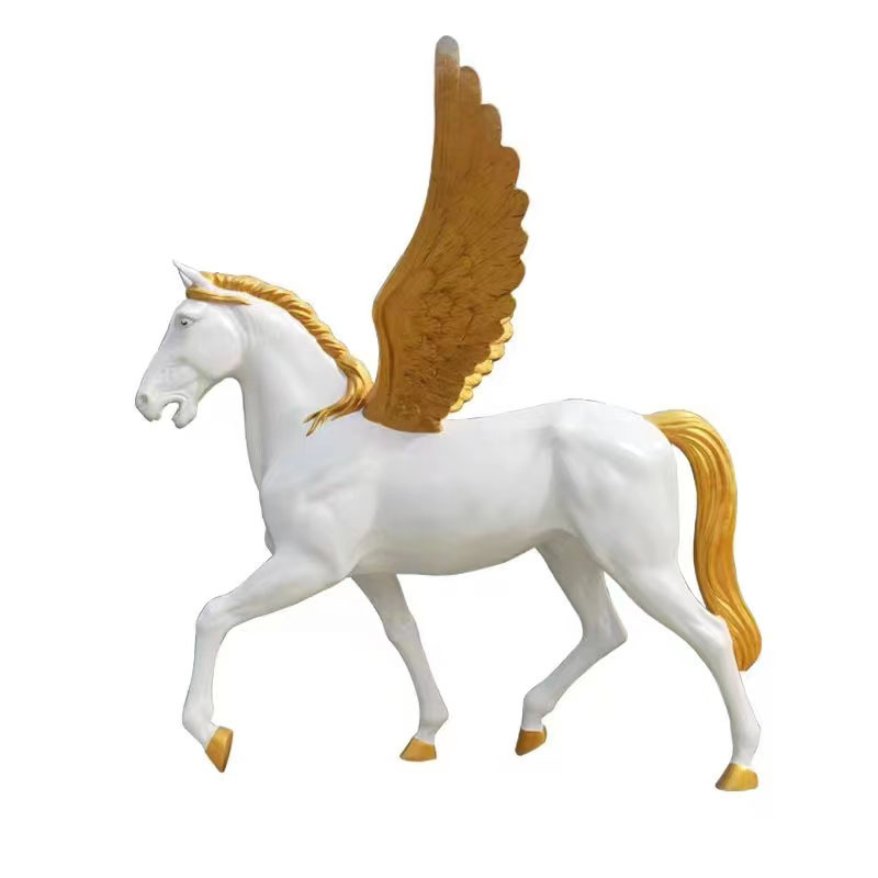 Customize Life Size Fiberglass Pegasus Statue Flying Horse Sculpture Resin Statue Pegasus