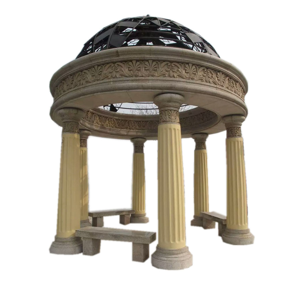 European Style Pavilion Carving Stone Gazebo Customized Outdoor Gazebo Marble Stone Gazebos